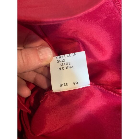 Tadashi Shoji Collection Red Shirred Taffeta Jewel Button Jacket, Size 10 - Picture 10 of 10